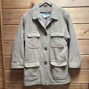 Eddie Bauer Women’s Wool Tan Utility Chore Jacket L